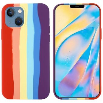 IPhone 14:lle 6,1 tuuman Rainbow Design nestemäinen silikoni puhelimen suojakuori