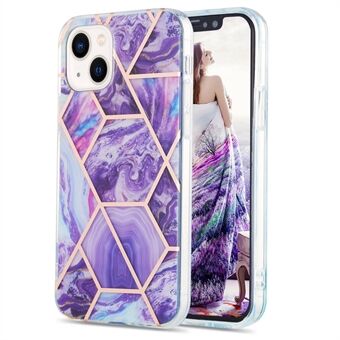 IPhone 14:lle 6,1 tuuman YB IMD Series-3 Marble Pattern Kaksipuolinen Galvanointiliitos IMD Kulumista estävä pehmeä TPU-suoja