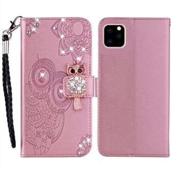 Rhinestone Decor -nahkakotelo iPhone 14:lle 6,1 tuumaa, Stand -painettu puhelimen lompakkotelineen kansi