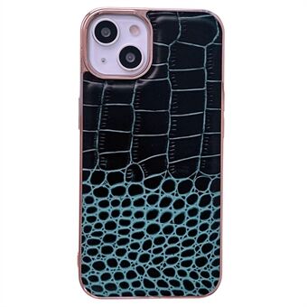 IPhone 14:lle 6,1 tuuman Crocodile Texture Scratch aito lehmännahkainen nahkapäällysteinen TPU+PC Nano Galvanoitu puhelinkotelo