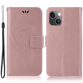 IPhone 14 PU Stand painettu Pöllö Dream Catcher -kuvioinen lompakkoteline Matkapuhelimen läppäkansi