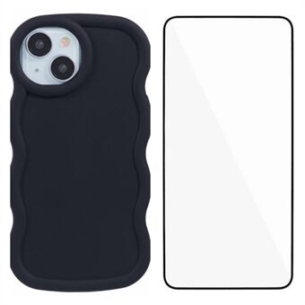 WANLONFENG XL -sarja iPhone 14 -kotelo Aalto Reuna TPU -kuori karkaistulla lasikalvolla