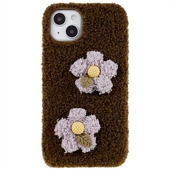 IPhone 14 Flower Decor -puhelimelle Pörröinen pehmeä TPU-puhelinkotelo Lämmin suojaava takakansi