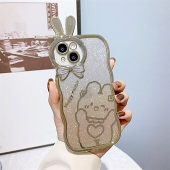 Iskunkestävä kotelo iPhone 14 Rabbit Design Galvanoitu puhelinkotelo Gradient Glitter pehmeä TPU-suojus