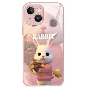 IPhone 14:lle Cute Cartoon Rabbit Pudotuskestävä Puhelimen takakansi Karkaistu lasi + TPU suojakotelo