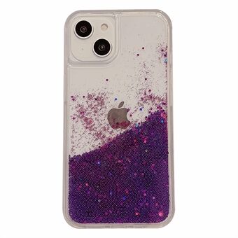 IPhone 14:lle Flowing Liquid Quicksand Beads PC+TPU Case Back Protector Puhelimen suojakuori