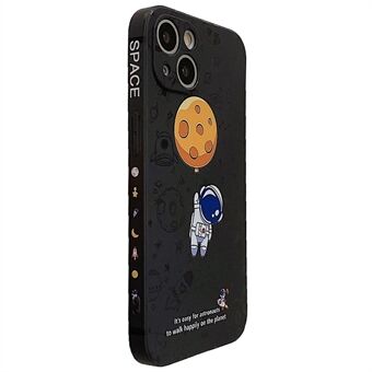 IPhone 14:lle Precise Cutout -puhelinkotelo Moon Astronaut Pattern -pudotusta estävä joustava TPU-suojus