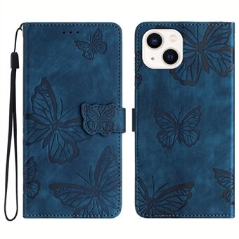 IPhone 14 PU-nahkaiselle läppäkotelolle pudotusta estävä Stand Lompakko Butterfly-painettu ihokosketuspuhelimen kansi