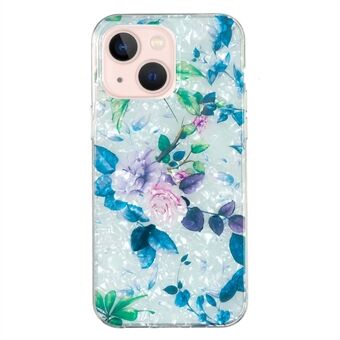 Iskunkestävä kotelo iPhone 14 TPU -puhelinkotelolle IMD Marble Flower Shell Pattern ohut puhelimen suojus