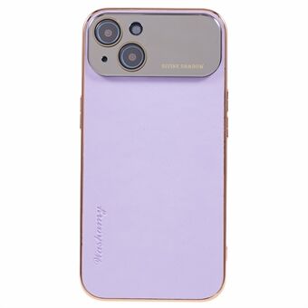 IPhone 14 PU-nahka+TPU+PC-päällystyskotelo Akryyli-objektiivikehykselle suojaava puhelimen suojus