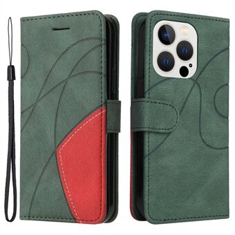 KT Leather Series-1 iPhone 14 Pro 6,1 tuuman lompakkoteline Stand puhelinkotelo Kaksivärinen liitos PU-nahkainen TPU-kuori