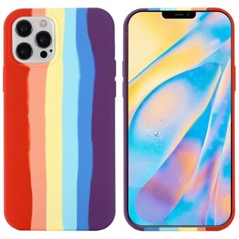 IPhone 14 Pro 6,1 tuuman Tyylikäs Rainbow Design Puhelimen takakuori Nestemäinen silikoni Suojakotelo