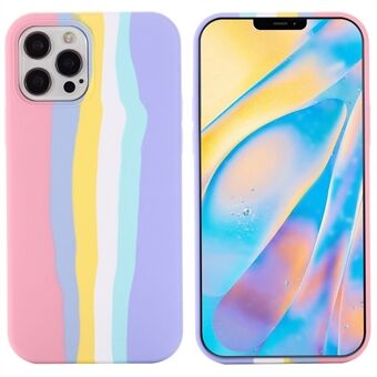 IPhone 14 Pro 6,1 tuuman Tyylikäs Rainbow Design Puhelimen takakuori Nestemäinen silikoni Suojakotelo