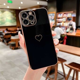 IPhone 14 Pro Naarmuuntumaton Puhelimen kuori Heart Decor Scratch 6D Galvanoitu pehmeä TPU-puhelimen kansi