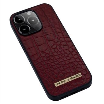 VIETAO iPhone 14 Pro PU nahka+PC+TPU Iskunkestävä puhelimen suojus Business Style Crocodile Texture -puhelimen kuori