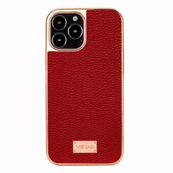 VIETAO iPhone 14 Pro Iskunkestävä galvanoitu puhelinkotelo Litchi Texture PU-nahkapäällysteinen TPU-suojapuhelinkotelo