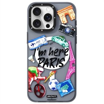 YOUNGKIT Olen täällä Paris Series iPhone 14 Pro:lle Magneettinen Kotelot Söpö Kuvio Iskunkestävä PC+TPU Puhelinkotelo