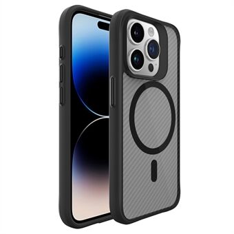 iPhone 14 Pro Magneettinen Kotelo Sileä Hiilikuitu PC+TPU Puhelinkuori - Musta