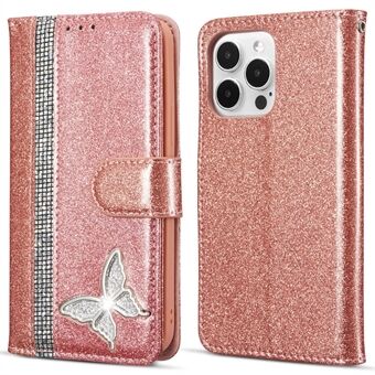 iPhone 14 Pro Glitter Nahkakotelo Metallinen Timantti Lompakko Jalusta Suojakotelo