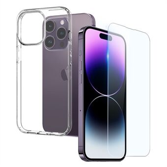 NORTHJO 2 in 1 Anti-Drop -puhelinkotelo + karkaistu lasi näytönsuoja iPhone 14 Pro Ultra Clear TPU iskunkestävä kansi