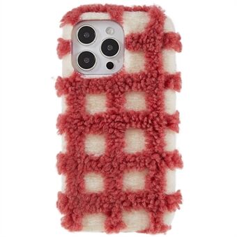 IPhone 14 Pro Square Grid Plush Contrast Color -matkapuhelinkotelolle Scratch pehmeä TPU-suojus