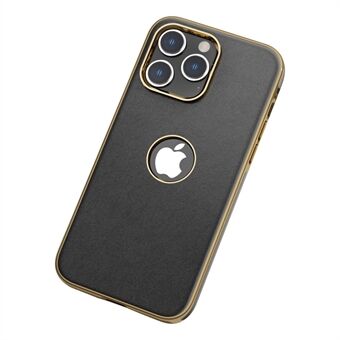 IPhone 14 Pro iskunkestävä puhelimen kansi, metallipainike PU-nahkapäällysteinen TPU-kuori logoreiällä