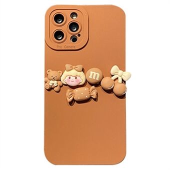 IPhone 14 Pro 3D Cartoon Figuuri Bear Decor -puhelimen kotelolle Suojaava TPU-suojus, jossa on tarkka leikkaussuoja