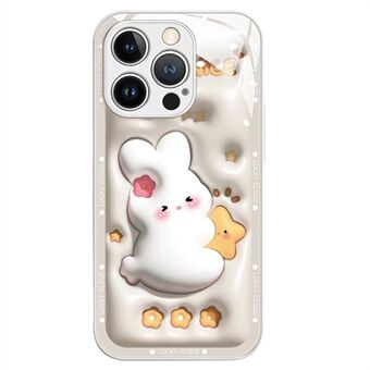 IPhone 14 Pro törmäyksenestosarjakuva Rabbit Hugging Star -karkaistu lasi + TPU-puhelinkotelo iskunkestävä takakansi