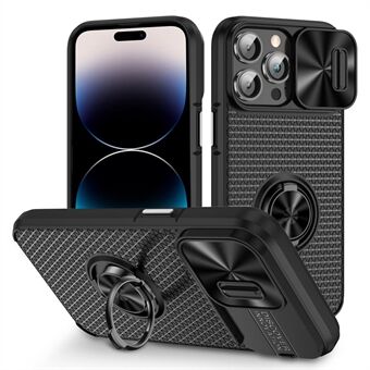 Ring Kickstand-puhelimen suojus iPhone 14 Pro PC+TPU-kotelo liukulinssisuojalla