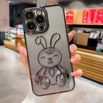 IPhone 14 Pro Cartoon Rabbit Glitter TPU -takakansi Galvanoitu pudotuksen estävä puhelinkotelo linssikalvolla