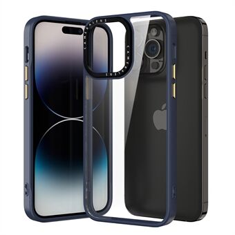 IPhone 14 Pro PC:lle + läpinäkyvä TPU-puhelinkotelo pudotuksen estävä takakuori metallipainikkeilla