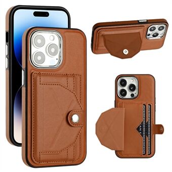 YB Leather Coating Series-4 PU-nahka+TPU-kotelo iPhone 14 Pro , korttitelineen jalustan puhelimen kansi