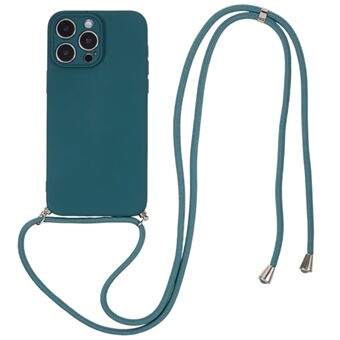 IPhone 14 Pro Fiber Lining -puhelinkotelolle, kumitettu pehmeä TPU-puhelimen suojus pitkällä kaulanauhalla