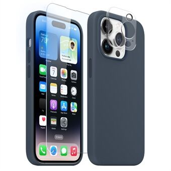 NORTHJO iPhone 14 Pro Magneettiselle silikonikotelolle, jossa karkaistu lasikalvo + kameran linssisuoja