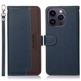 KHAZNEH Slim Fit nahkakotelo iPhone 14 Pro RFID-esto Litchi Texture Wallet -puhelintelineen Stand