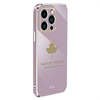 IPhone 14 Pro 6D:lle galvanoitu Maple Leaf -puhelinkotelo, suora Edge , kiiltävä TPU-suojus