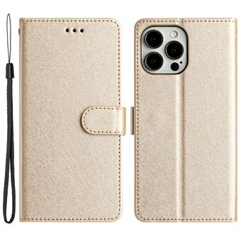 Puhelimen suojakuori iPhone 14 Pro Silk Texture Flip Case PU-nahkainen lompakkotelineen Stand rannehihnalla