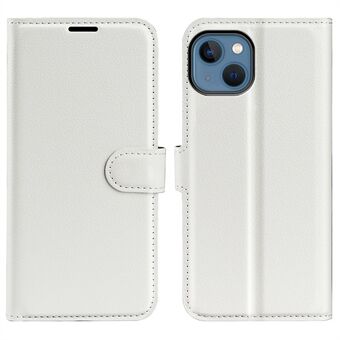 IPhone 14 Plus 6,7 tuuman Litchi Texture PU-nahasta törmäyksenkestävä Stand Flip Cover Täysi suojaava lompakkopuhelinkotelo