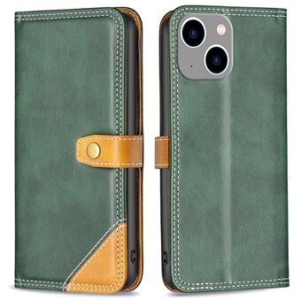 BINFEN COLOR BF Leather Series-8 iPhone 14 Plus 6,7 tuuman Täyssuojaus Puhelimen kuori 12 tyylinen kaksoisompeluviiva Jatkossa Nahkakotelo Korttitelineen Stand Matkapuhelimen kuori