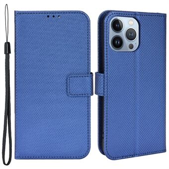 IPhone 14 Plus 6,7 tuuman Full Protection Diamond Texture Wallet Stand Iskunkestävä puhelimen suojus magneettilukolla