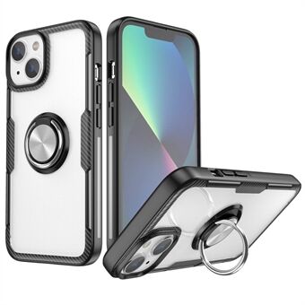 IPhone 14 Plus 6,7 tuuman TPU + PC + metallihybridipuhelimen suojakuori Pyörivä Ring Kickstand kirkas takakansi