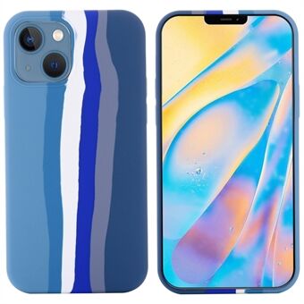 IPhone 14 Plus 6,7 tuuman Rainbow Design nestemäinen silikonipuhelimen takakuori Scratch putoamisenestokotelo