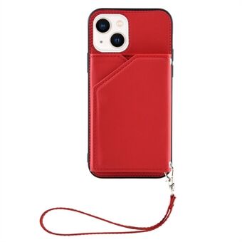 YB Nahkapinnoite Series-2 iPhone 14 Plus Kickstand korttipaikat Design Pudotuksenestokotelo Ihokosketus PU-nahkapäällysteinen TPU-takakansi hihnalla