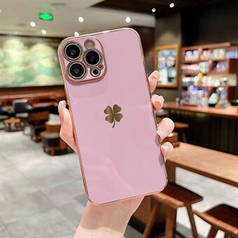 IPhone 14 Plus -matkapuhelimen suojakuorelle 6D Galvanoitu nelilehtinen Clover Decor Drop Plustection TPU -puhelinkotelo