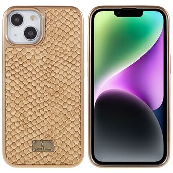 FIERRE SHANN iPhone 14 Plus -puhelimelle Snake Texture PU-nahapäällysteinen TPU-puhelimen kotelo Sähköpinnoitettu iskunkestävä Scratch suojus