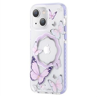 KINGXBAR Butterfly -sarjan vahva magneettinen kirkas kotelo iPhone 14 Plus -puhelimelle, yhteensopiva MagSafen kanssa, pudotussuojaus PET+TPU IML kellastumattomasta puhelinkuoresta