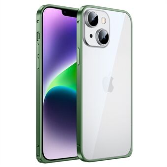 IPhone 14 Plus Luban Lock Design PC:lle + pudotuksenkestävä metallikotelo Puhelimen suojaava takakuori karkaistulla lasilla linssikalvolla