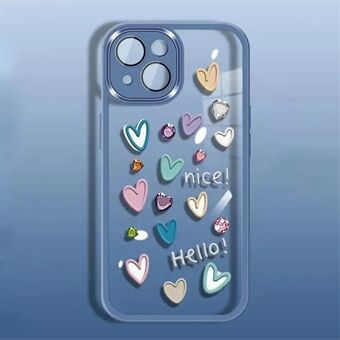 IPhone 14 Plus Love Heart Pattern matkapuhelinkotelolle Pehmeä TPU-suojakuori kameran linssikalvolla