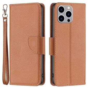 BF Leather Case Series-3 iPhone 14 Pro Max 6,7 tuuman yksivärinen, hyvin suojattu Litchi Texture PU-nahka täysin peittävä puhelinkotelo Stand oleva lompakko