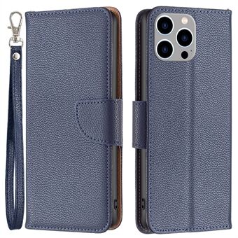 BF Leather Case Series-3 iPhone 14 Pro Max 6,7 tuuman yksivärinen, hyvin suojattu Litchi Texture PU-nahka täysin peittävä puhelinkotelo Stand oleva lompakko